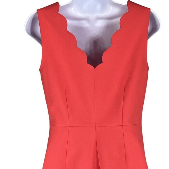 J Crew Womens 2 Coral Scallop Sleeveless Shift Dress Side Zip Timeless Career - Picture 9 of 14